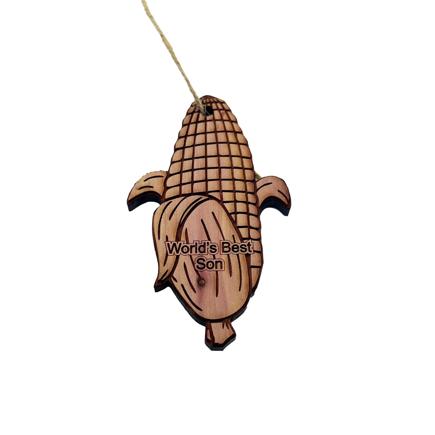 Worlds Best Son Corn on the cob - Cedar Ornament