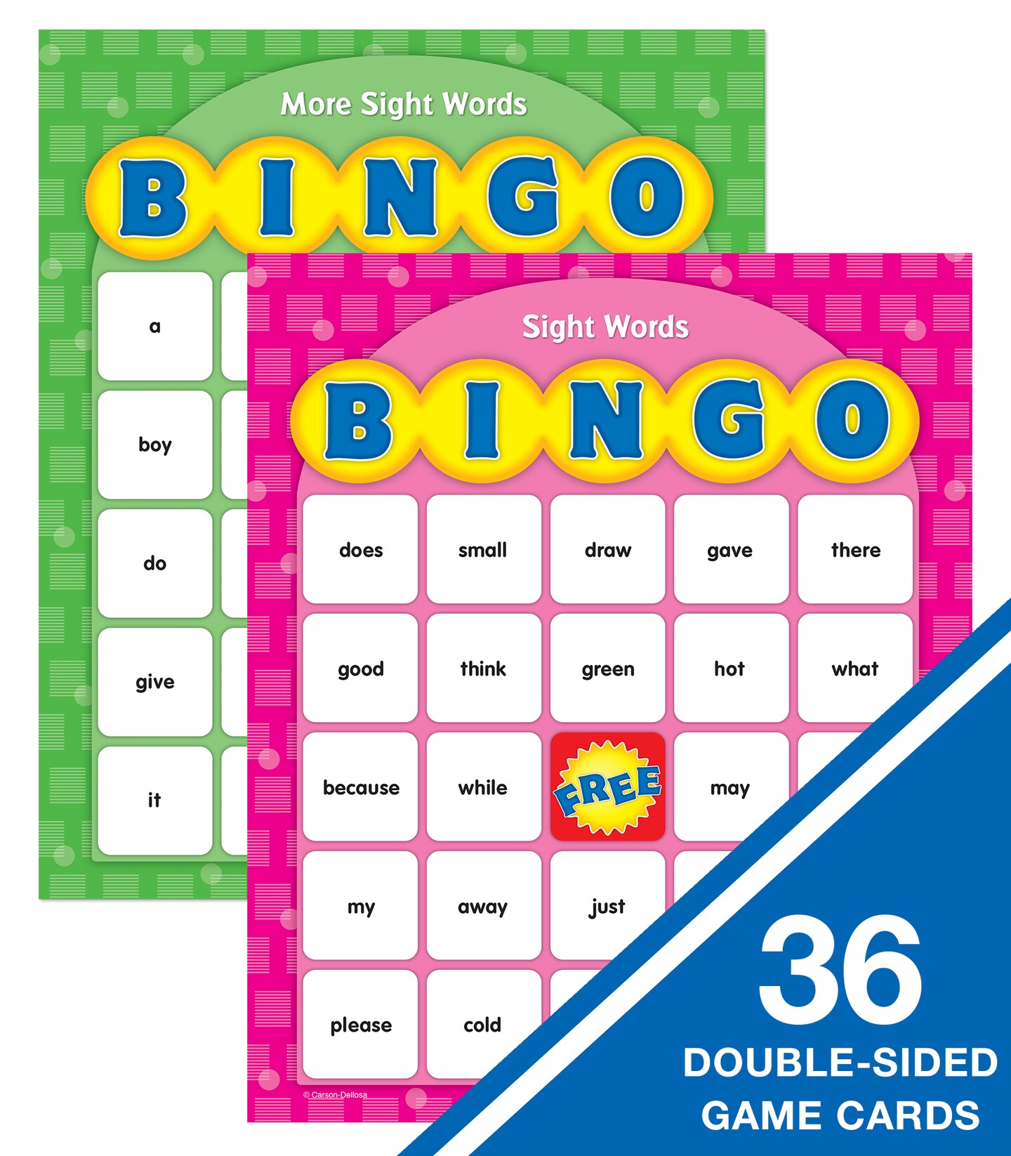 Carson Dellosa Sight Words Bingo Board Games, High-Frequency Vocabulary for Kids Ages 5 and Up, Phonics Kindergarten Learning Activities, 3-36 Players