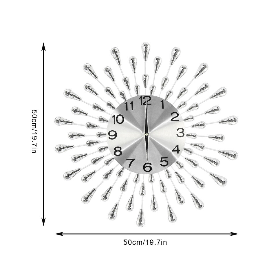 50cm Large Wall Clock for Living Room Decor Non-Ticking Quiet Metal Quartz Clock