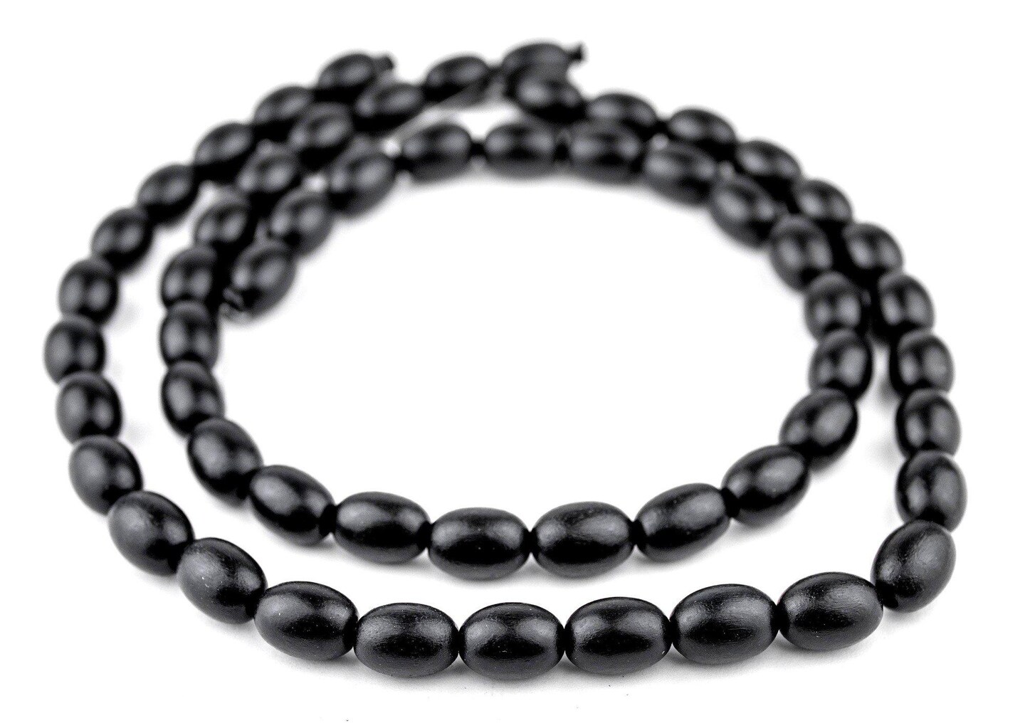 The Bead Chest Black Oval Natural Wood Beads (15x10mm): Organic Eco-Friendly Wooden Bead Strand for DIY Jewelry, Crafts, Necklace and Bracelet Making