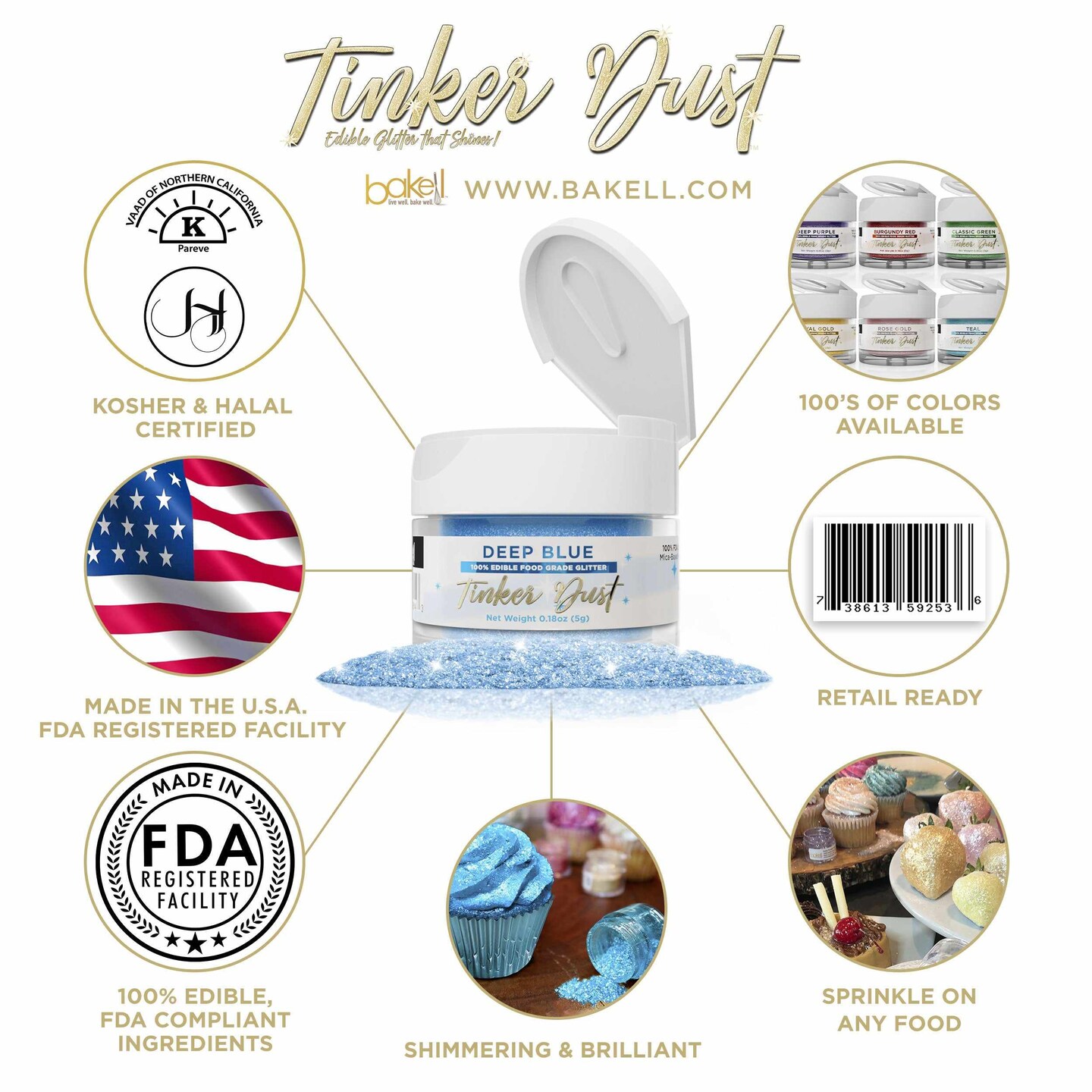 Deep Blue Edible Glitter | Tinker Dust&#xAE; 5 Grams