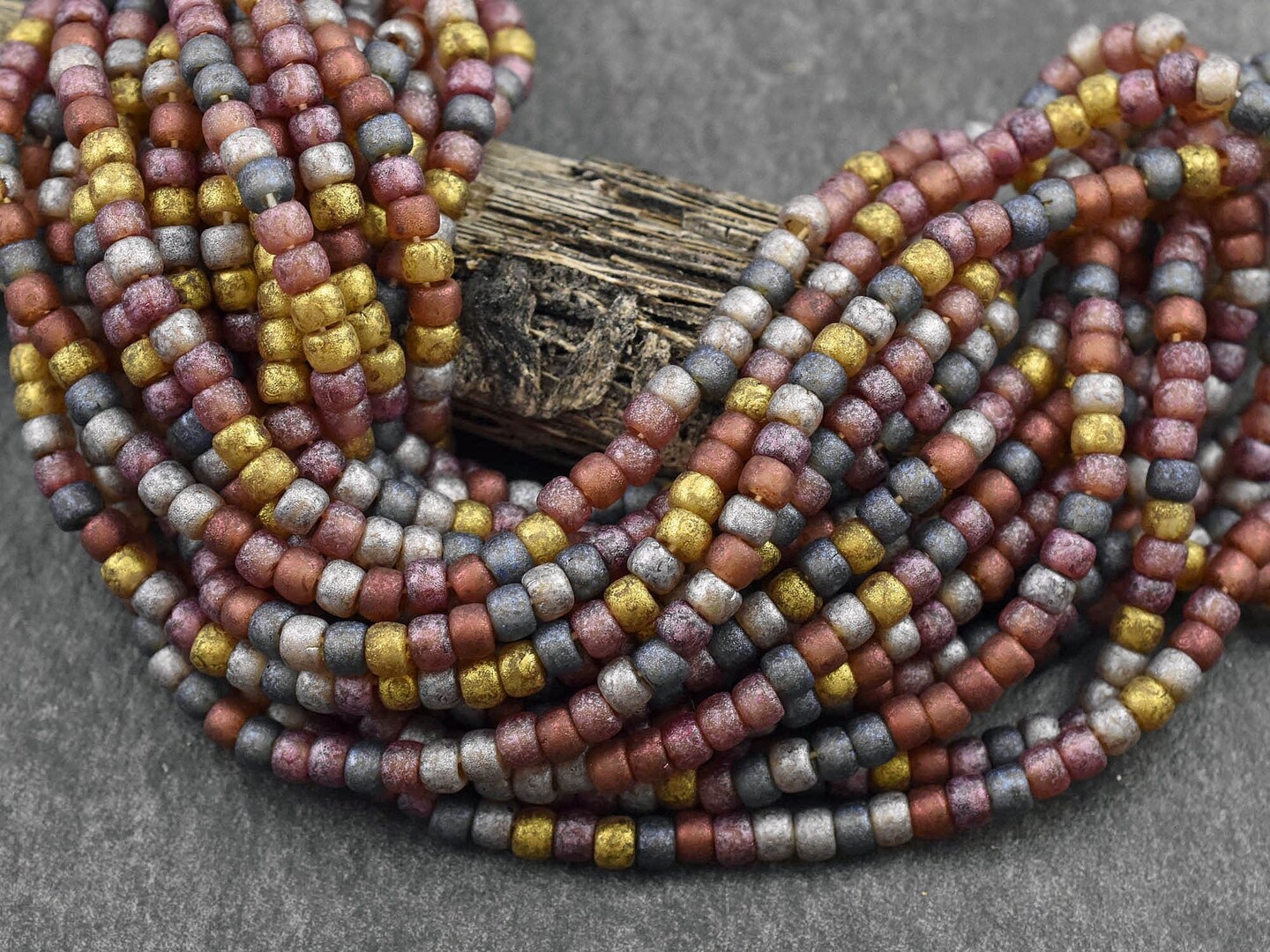 6/0 Aged Matte Sahara Picasso Mix Seed Beads (22&#x22; Strand)