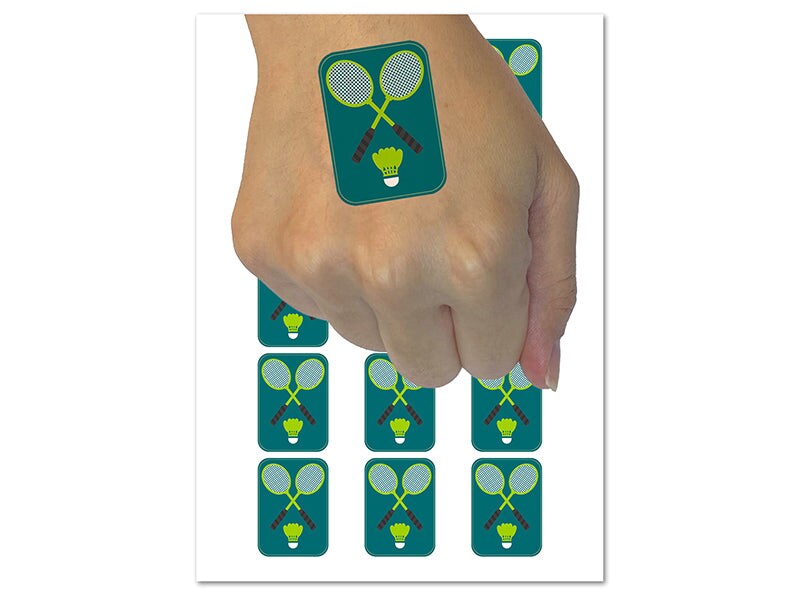 Badminton Rackets and Shuttlecock Birdy Temporary Tattoo Water Resistant Fake Body Art Set Collection (1 Sheet)