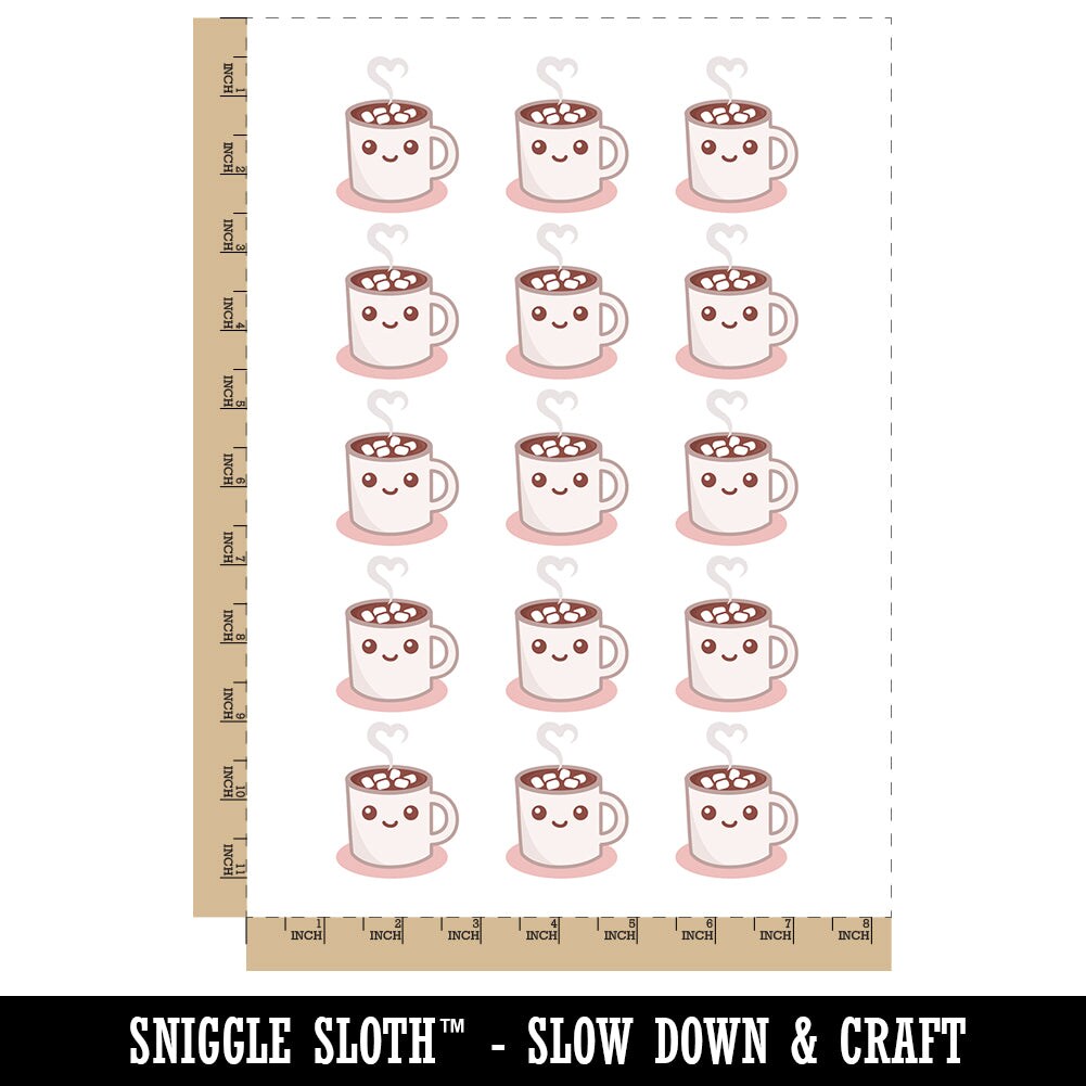 Cute Kawaii Hot Chocolate Temporary Tattoo Water Resistant Fake Body Art Set Collection (1 Sheet)