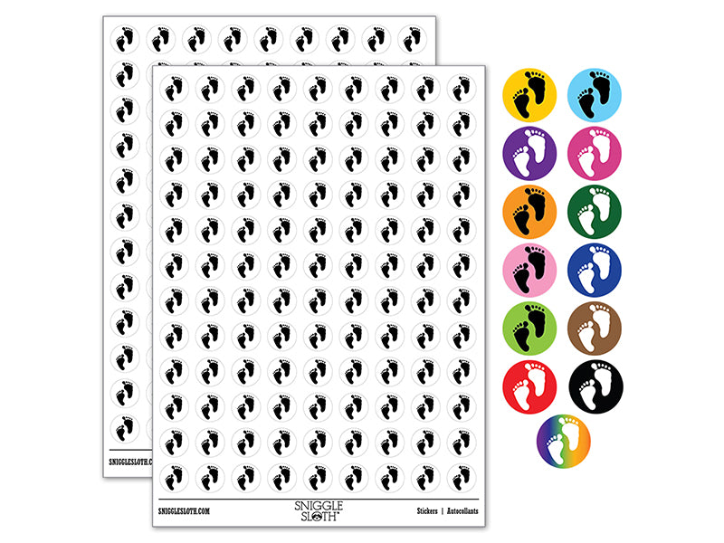 Cute Baby Footprints Silhouette 200+ 0.50&#x22; Round Stickers