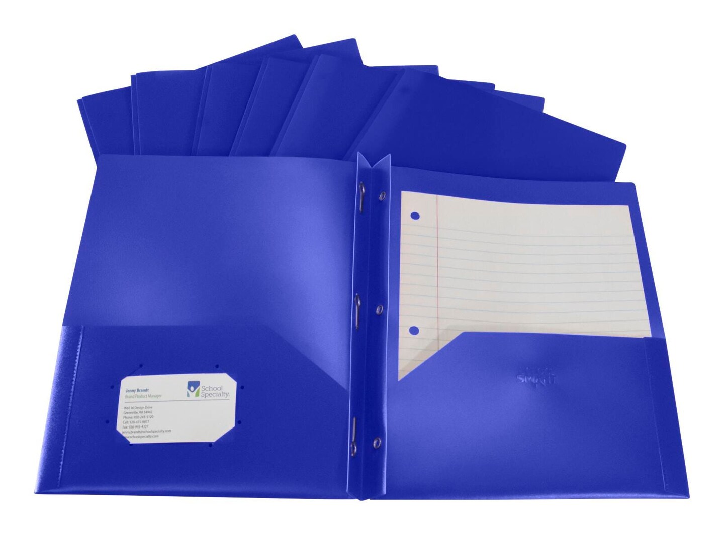 School Smart 2-Pocket Poly Folders with Fasteners, Pack of 25