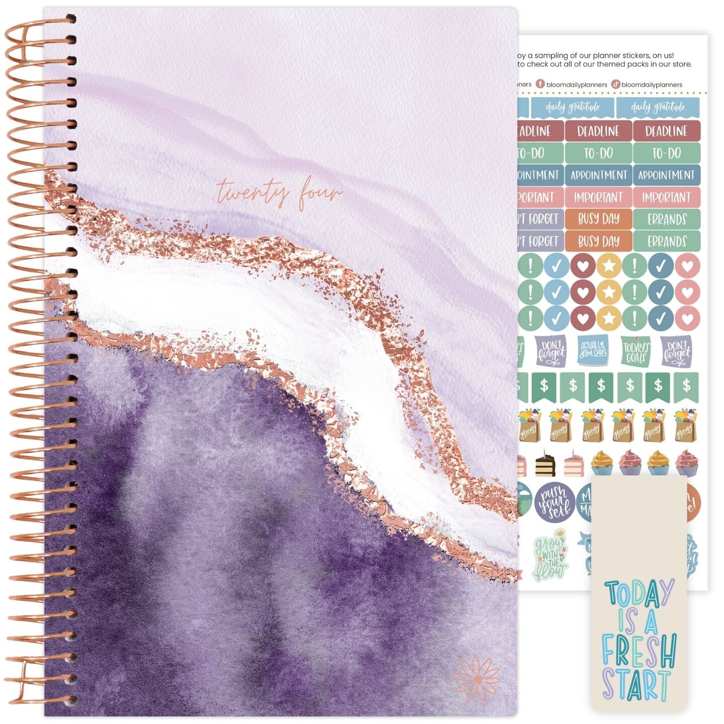 bloom daily planners 2024 Soft Cover Planner, 5.5&#x22; x 8.25&#x22;, Daydream Believer, Lavender
