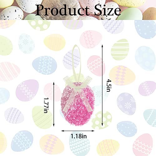 30PCS Easter Glitter Hanging Eggs - Colorful Tinsel Easter Egg Ornaments, Spring Foam Hanging Egg Ornament for Easter Tree Christmas Home Party DIY Craft Decoration (Size S)