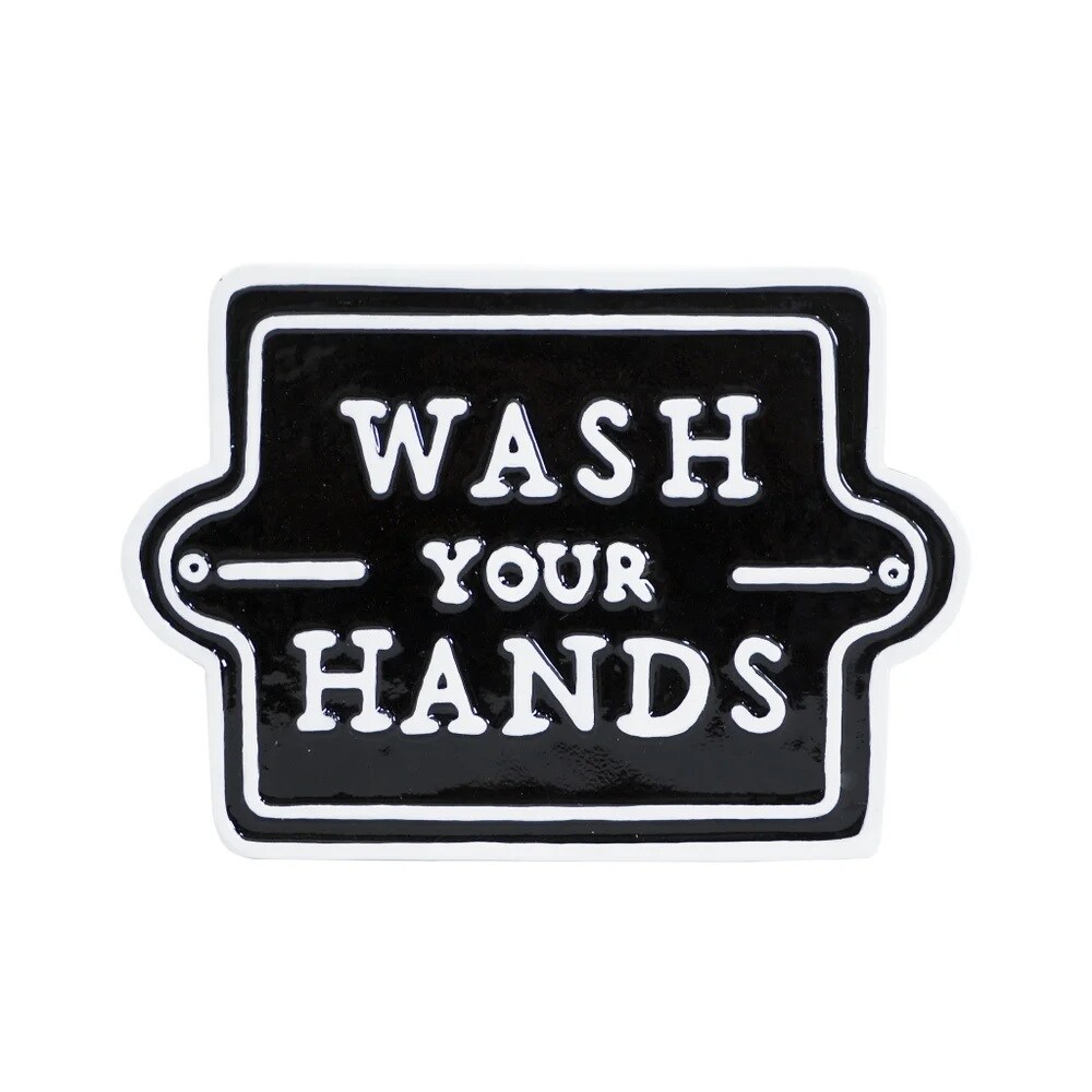 Creative Design 15.5" Black and White Wash Your Hands Wall Sign