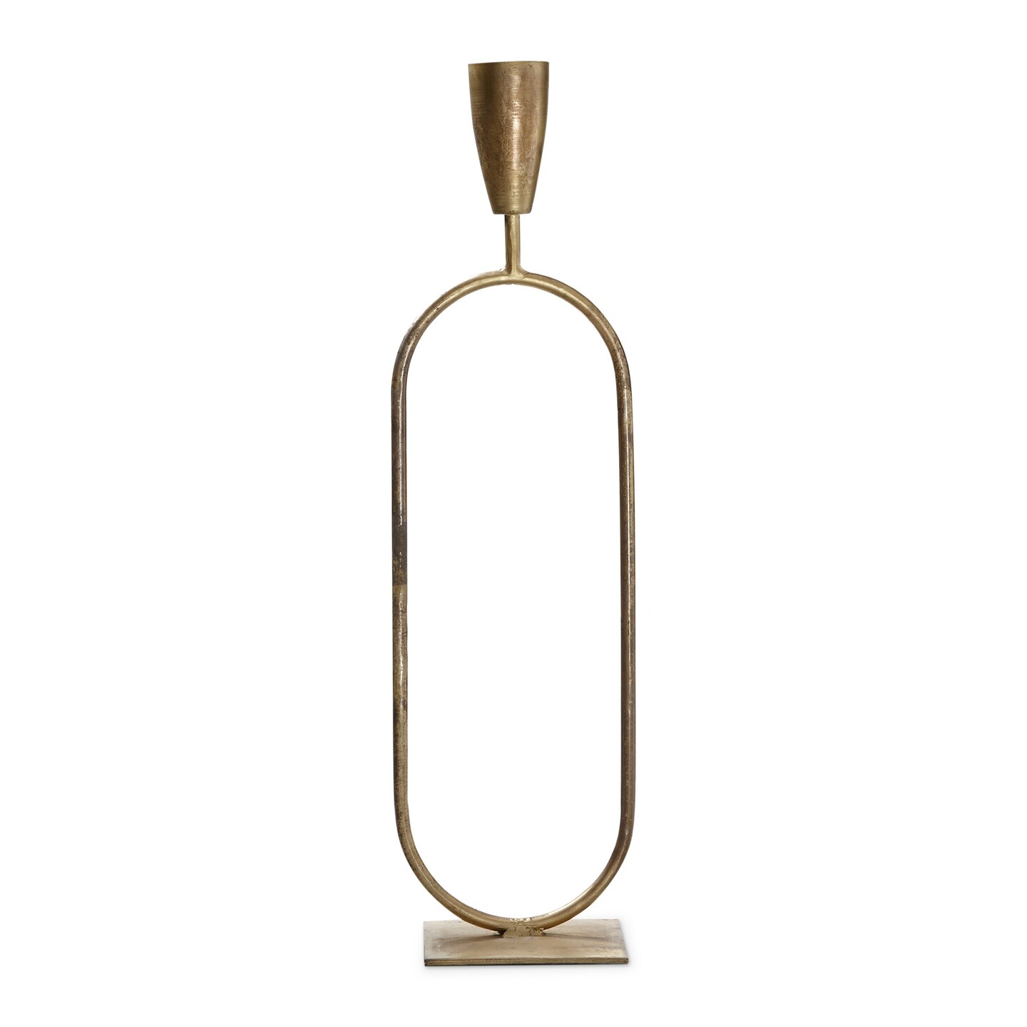 Small Gold Iron Trumpet Taper Holder Candle Holder Candlestick Everyday Decor 20.5 in H x 5.75 in L x 4.75 in W