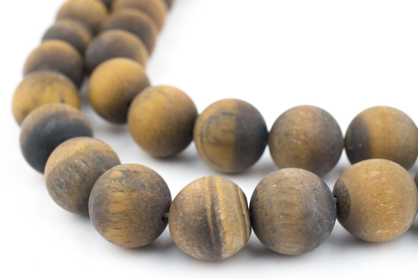 TheBeadChest Matte Tiger Eye Beads 14mm Brown Round Gemstone 15 Inch Strand