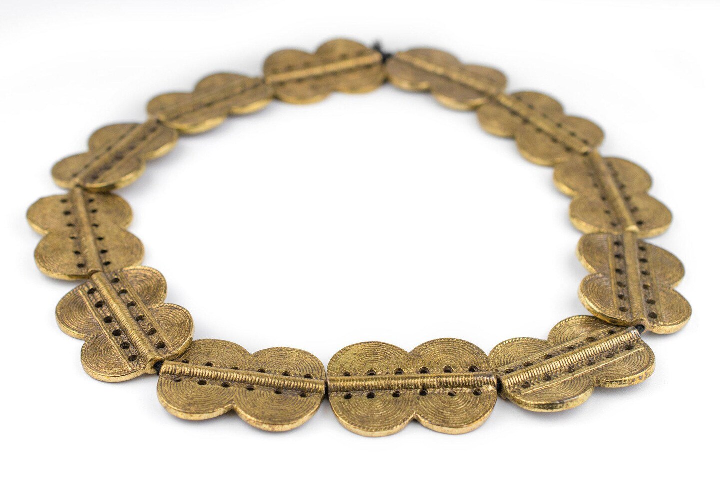 TheBeadChest Brass Baule Beads, African Tribal Brass-Plated Flat Tabular Ethnic Ivory Coast Jewelry Making Supplies for Necklaces and Bracelets