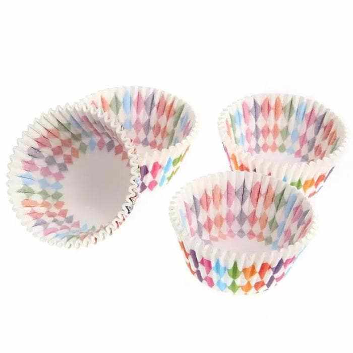 Rainbow Diamond Print Standard Size Cupcake Wrappers & Liners | 25 PC Set