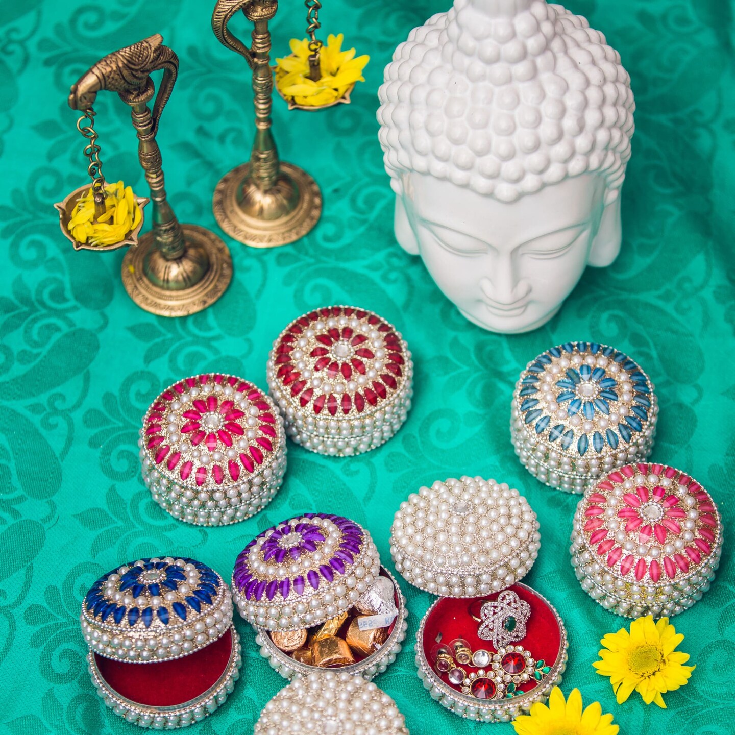 Pearl Jewelry Box For Women Jewelry Travel Case Indian Festival Favor Wedding Pooja Diwali Gift Jewelry Organizer For Mother&#x2019;s Day Anniversary Housewarming
