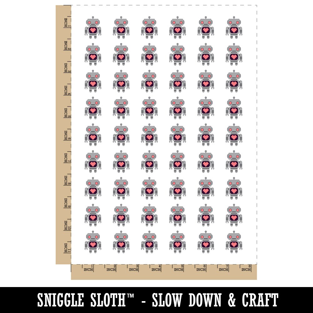 Cute Little Robot with a Heart Temporary Tattoo Water Resistant Fake Body Art Set Collection (1 Sheet)