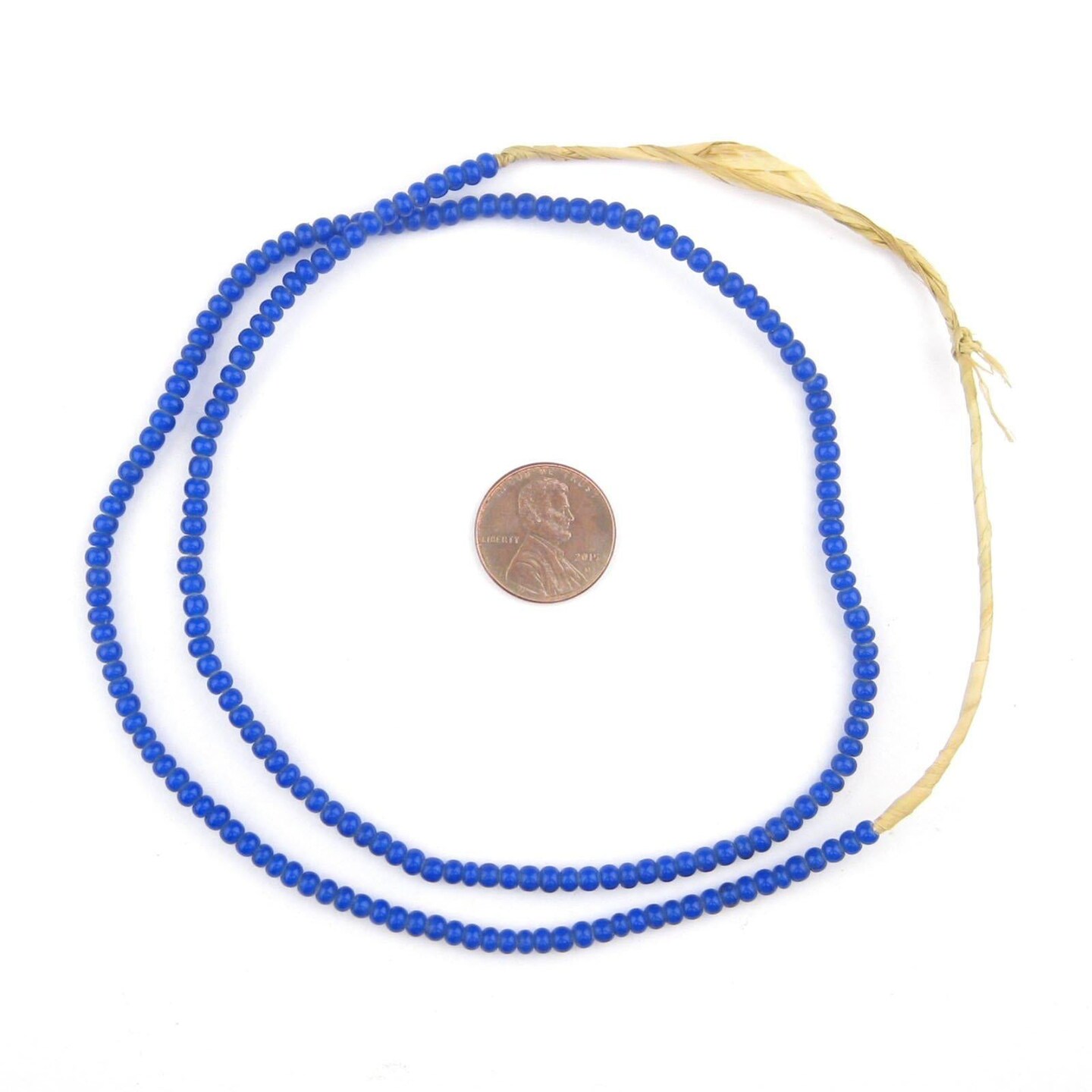 White Heart Beads - Full Strand of Glass African Trade Beads - The Bead Chest (3mm, Navy Blue)