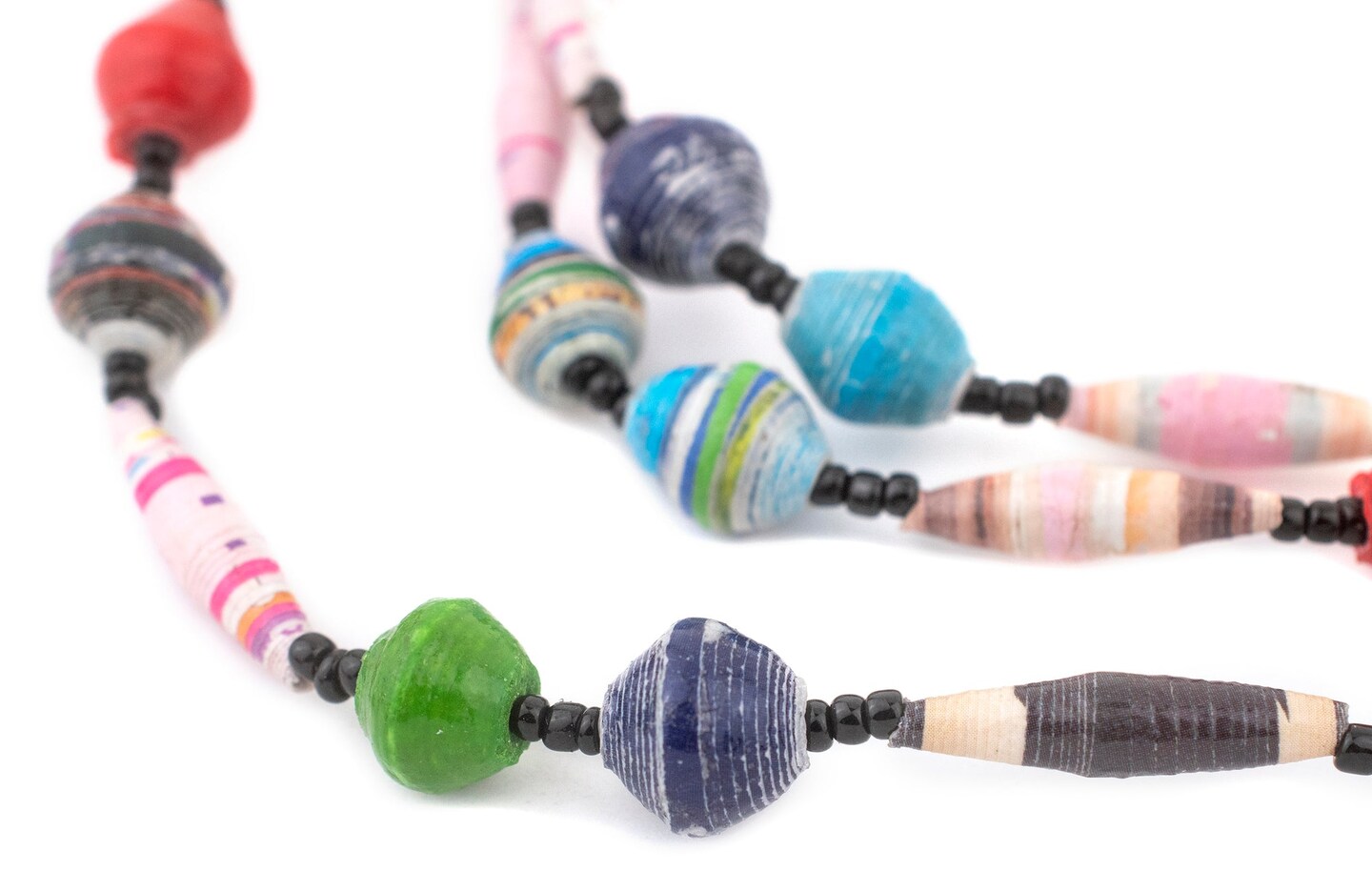 Recycled Paper Bead Necklace from Uganda - Fair Trade African Jewelry by The Bead Chest (Carnival Medley)