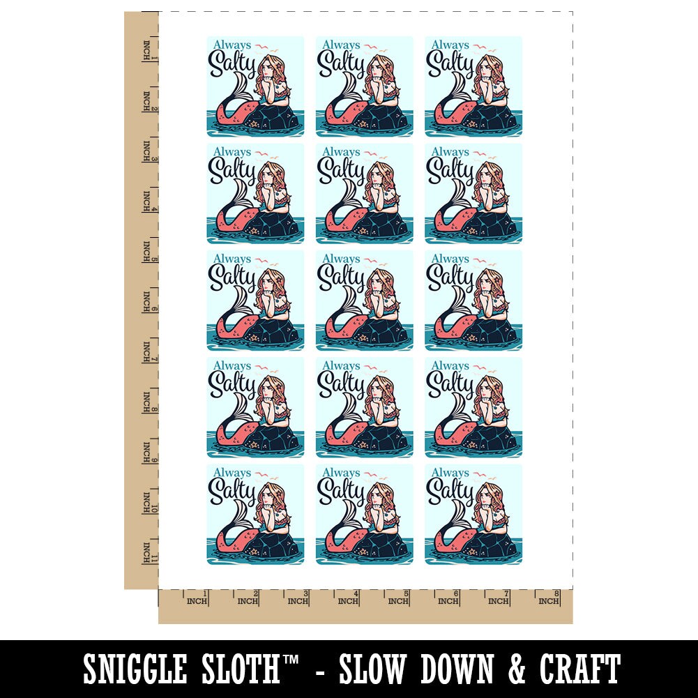 Always Salty Grumpy Beautiful Mermaid Temporary Tattoo Water Resistant Fake Body Art Set Collection (1 Sheet)