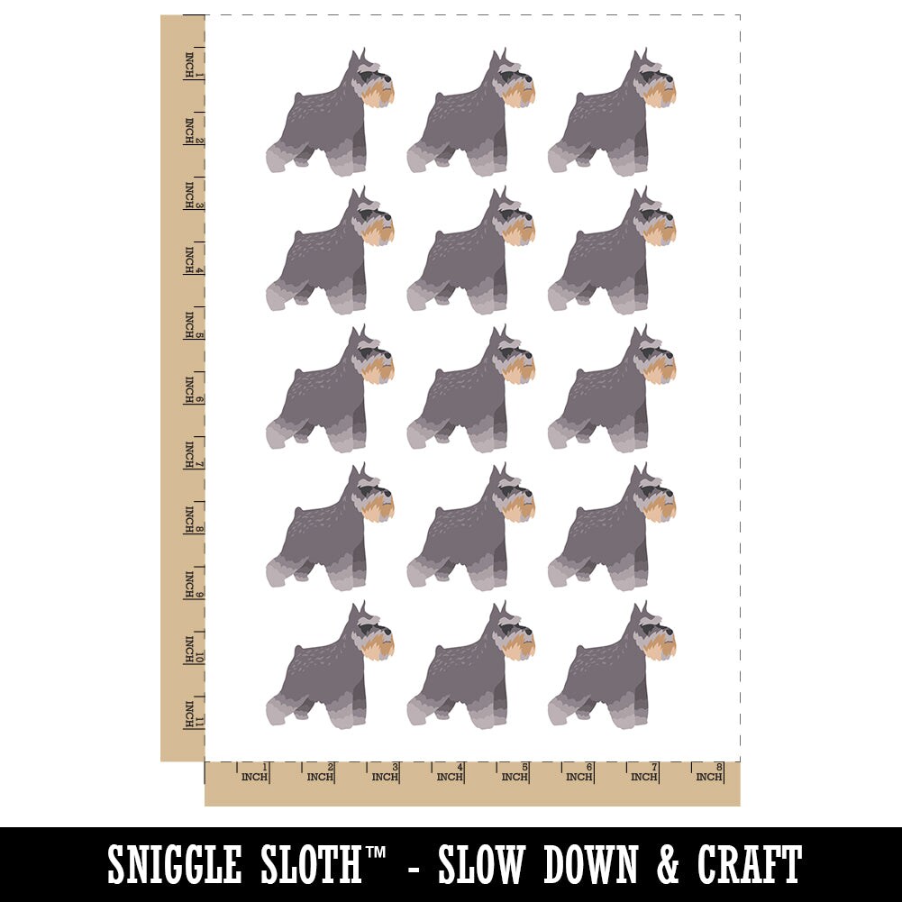Miniature Schnauzer Dog Solid Temporary Tattoo Water Resistant Fake Body Art Set Collection (1 Sheet)