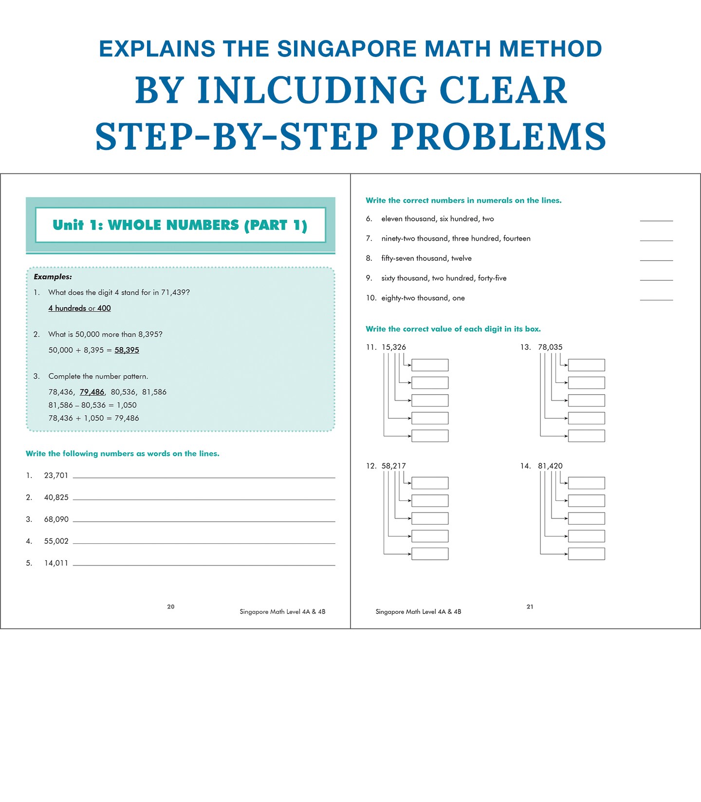 Singapore Math Level 4 A & B 5th Grade Math Workbooks, Singapore Math Grade 5, Fractions, Whole Numbers, Decimals, and Time, 5th Grade Math Classroom or Homeschool Curriculum