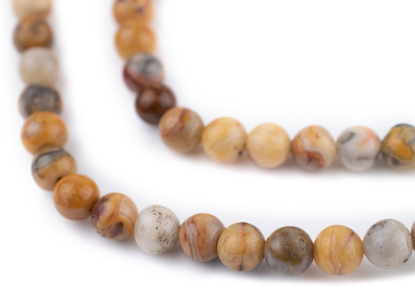 TheBeadChest Round Crazy Lace Agate Beads (6mm): Organic Gemstone Round Spherical Energy Stone Healing Power Crystal for Jewelry Bracelet Mala Necklace Making