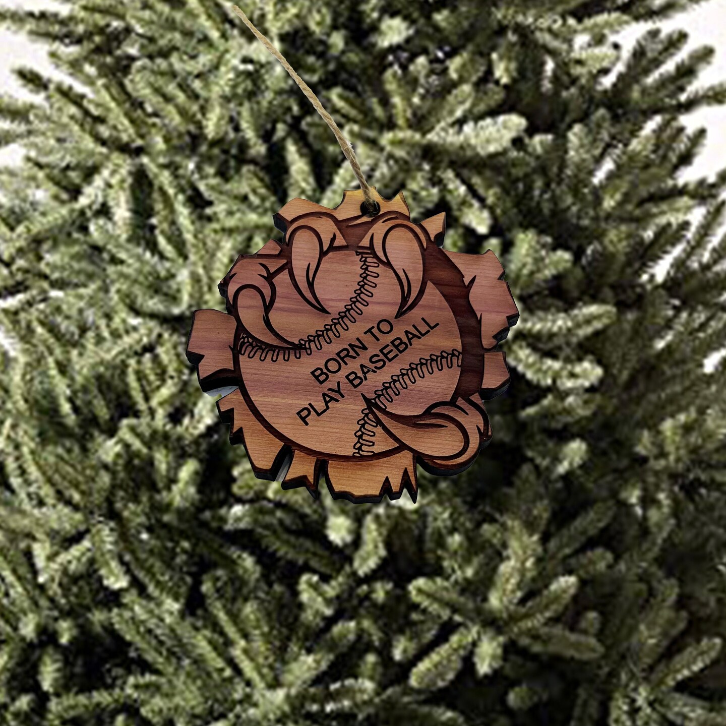Born to Play Baseball - Cedar Ornament Born to Play Baseball - Cedar Ornament