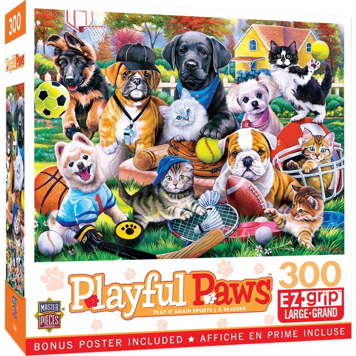 MasterPieces Playful Paws - Play it Again Sports 300 Piece EZ Grip ...