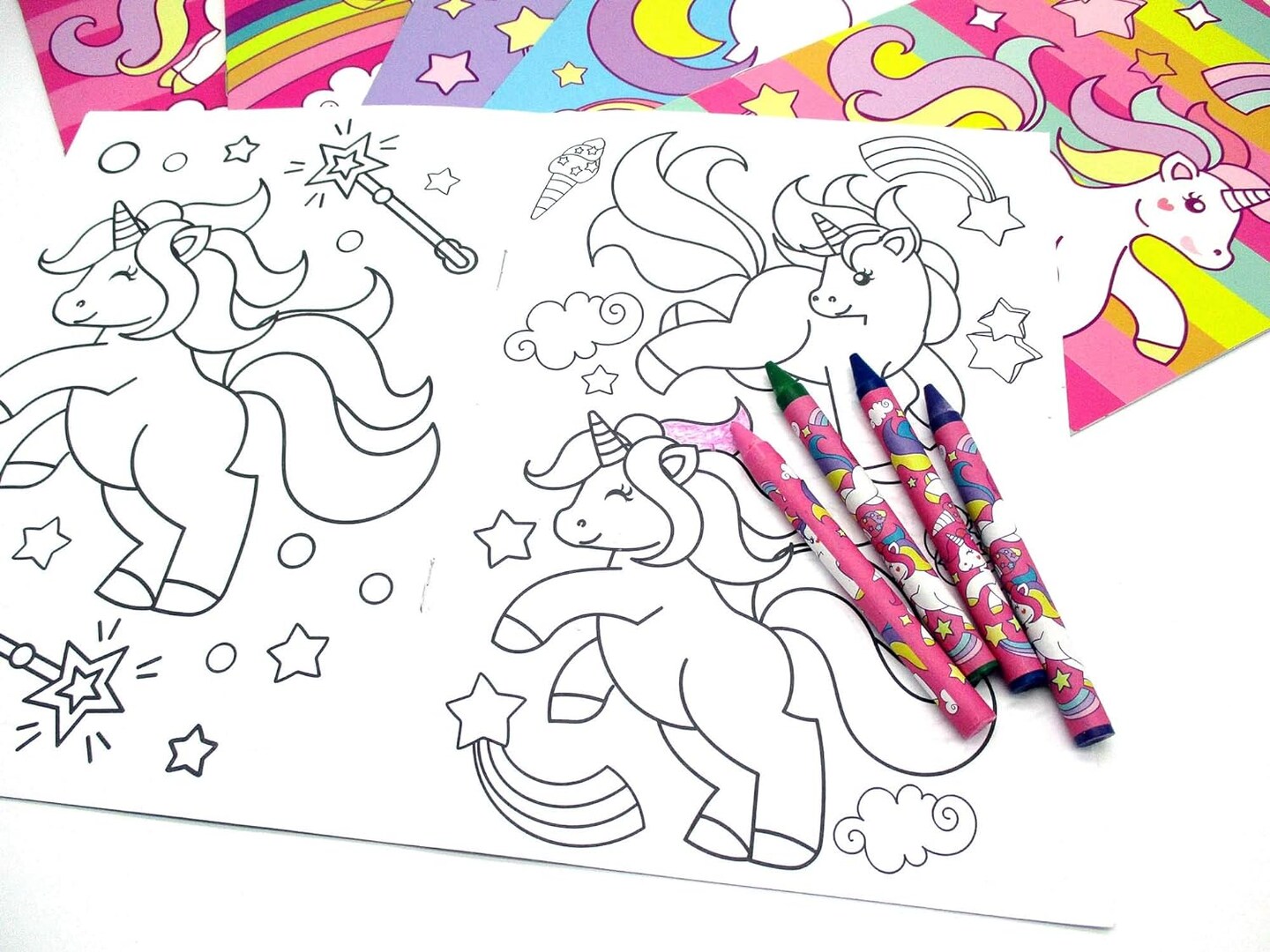 TINYMILLS Unicorn Coloring Books for Kids with 12 Coloring Books and 48 Crayons