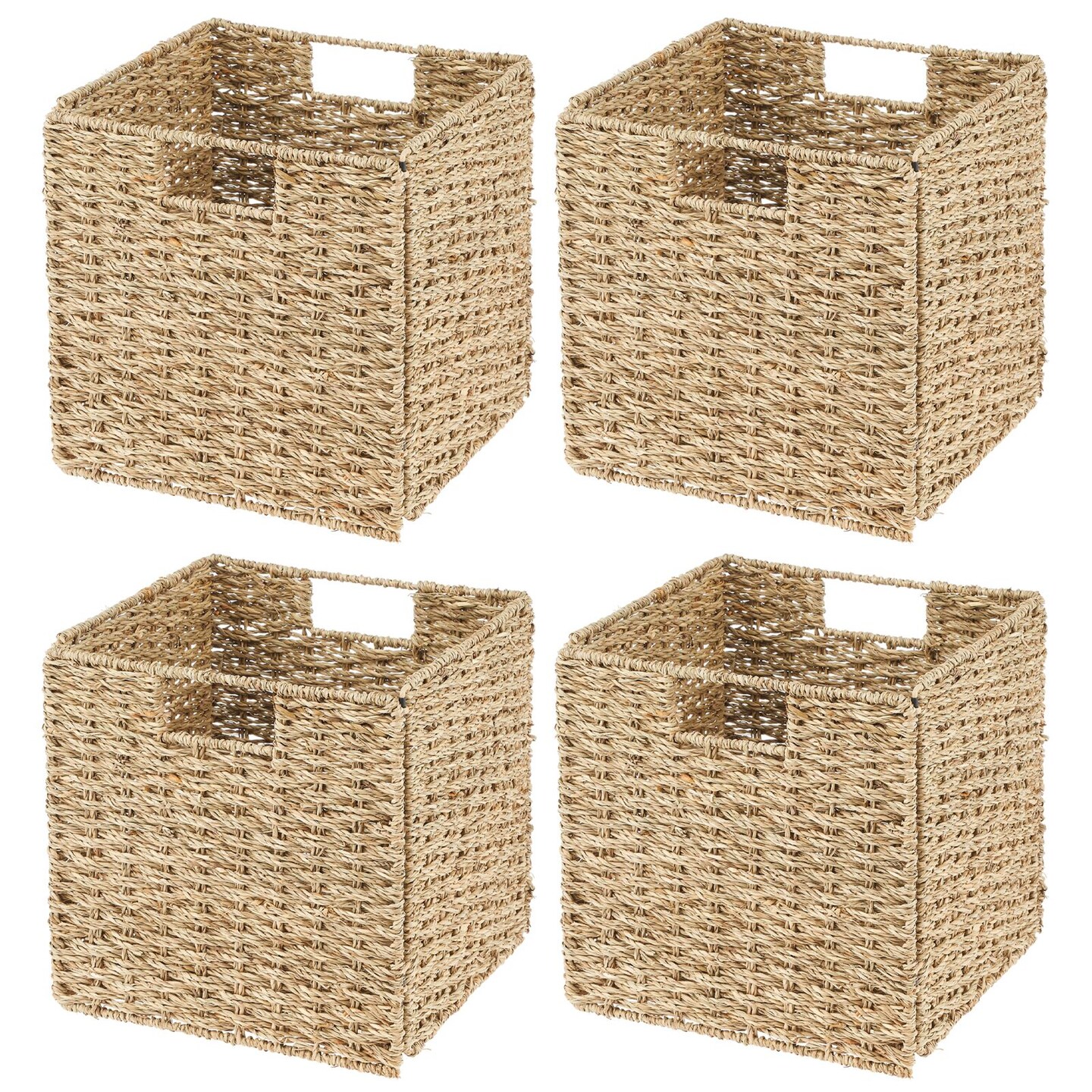 mDesign Woven Seagrass Home Storage Basket for Cube Furniture