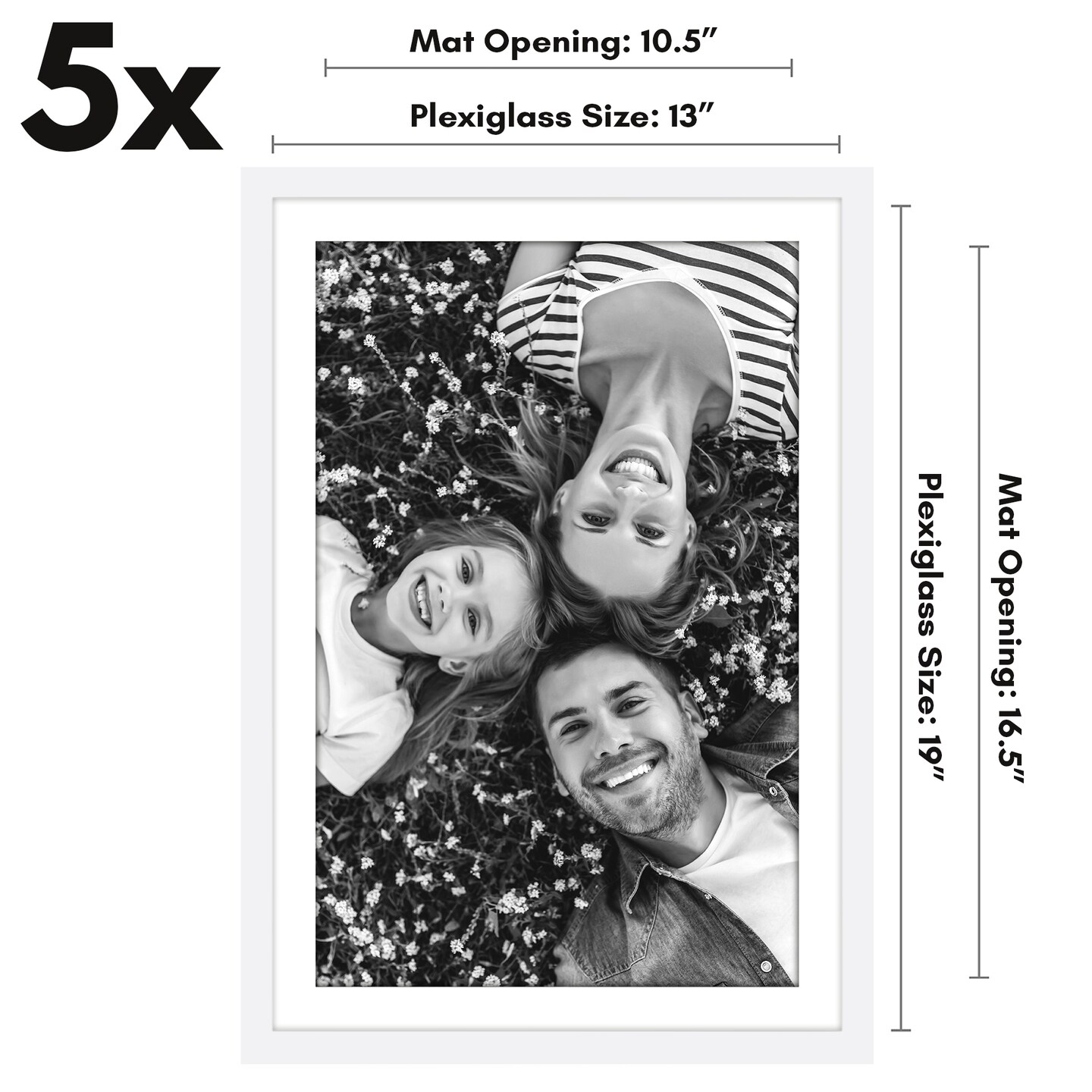 Americanflat Picture Frame Set with Mat - Set of 5 - Photo Frame Set of Five for Wall Display - Plexiglass Cover - Hanging Hardware