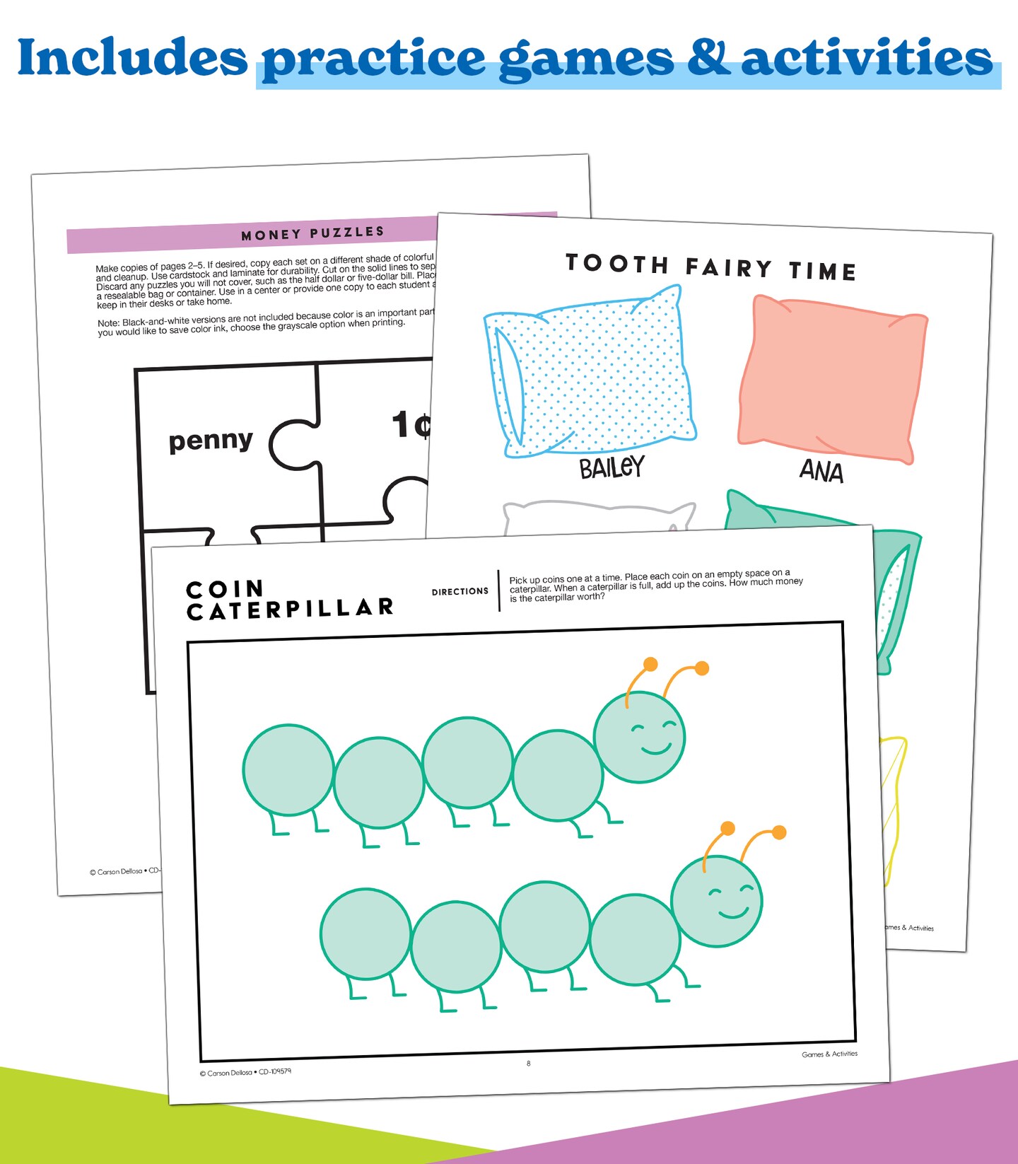 Carson Dellosa In A Flash US Money Instructional Resources—Flash Drive With Math Lessons, Journal, Templates, Posters, Charts, Games for Learning Currency and Counting Money, Grades 1-2 (229 pgs)