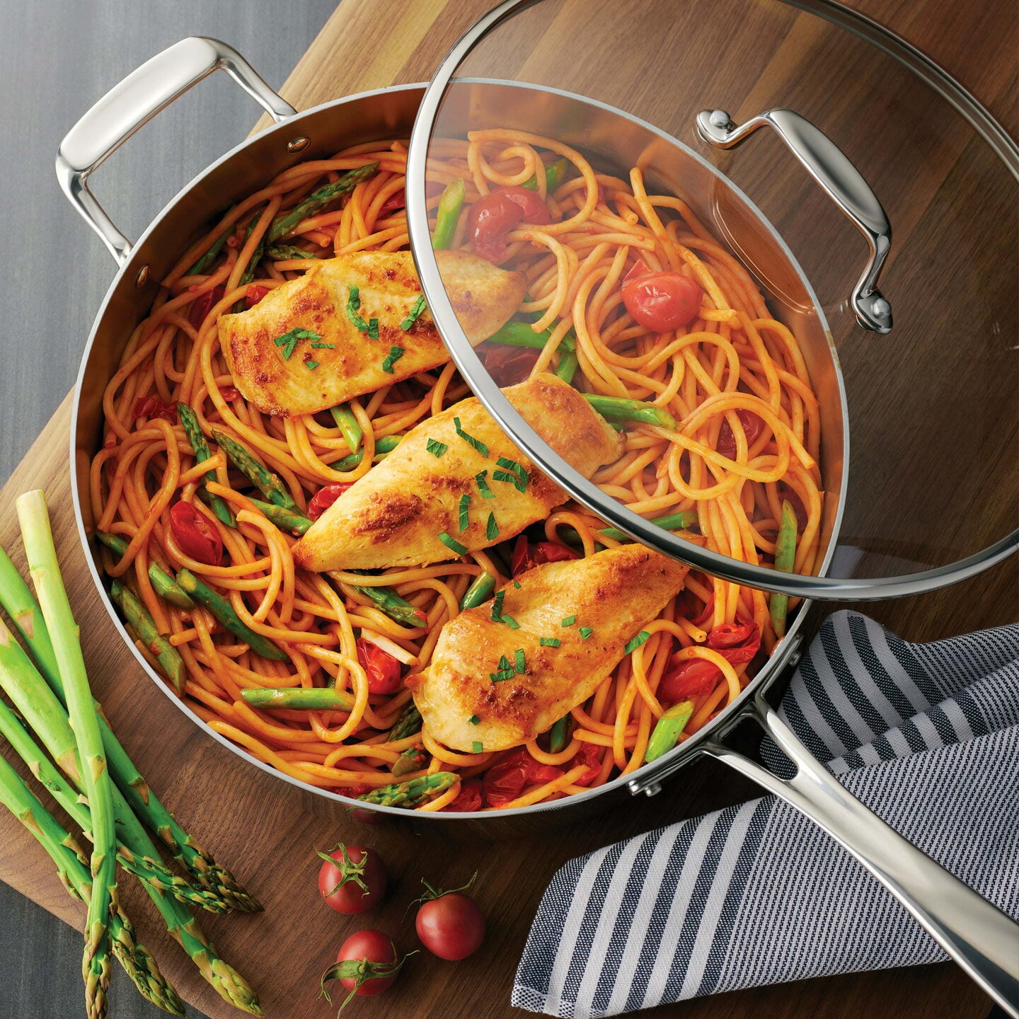 Tri-Ply Clad 6 Qt Covered Stainless Steel Deep Saut&#xE9; Pan