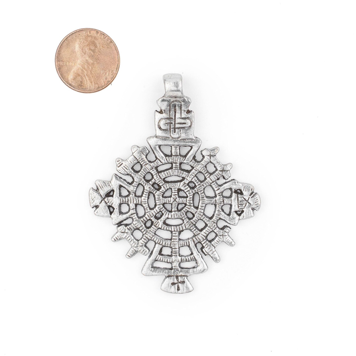 Silver Ethiopian Coptic Cross Pendant, African Abyssinian Design, Orthodox Christian Pendant for Jewelry, The Bead Chest