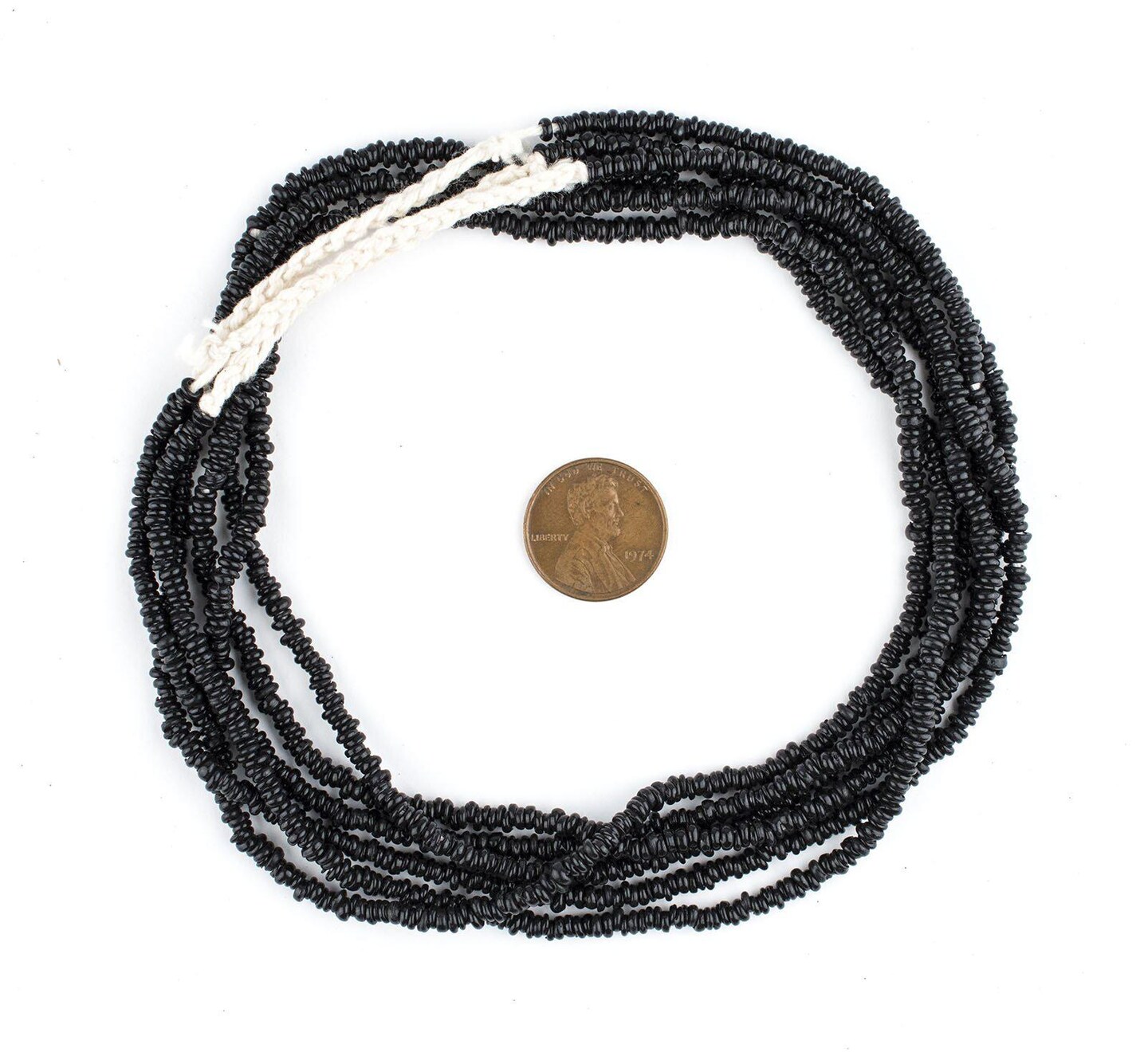 The Bead Chest Black 4mm Glass Heishi Beads - 23" Strand of Indonesian Java Spacer Beads for Crafts & Jewelry Making