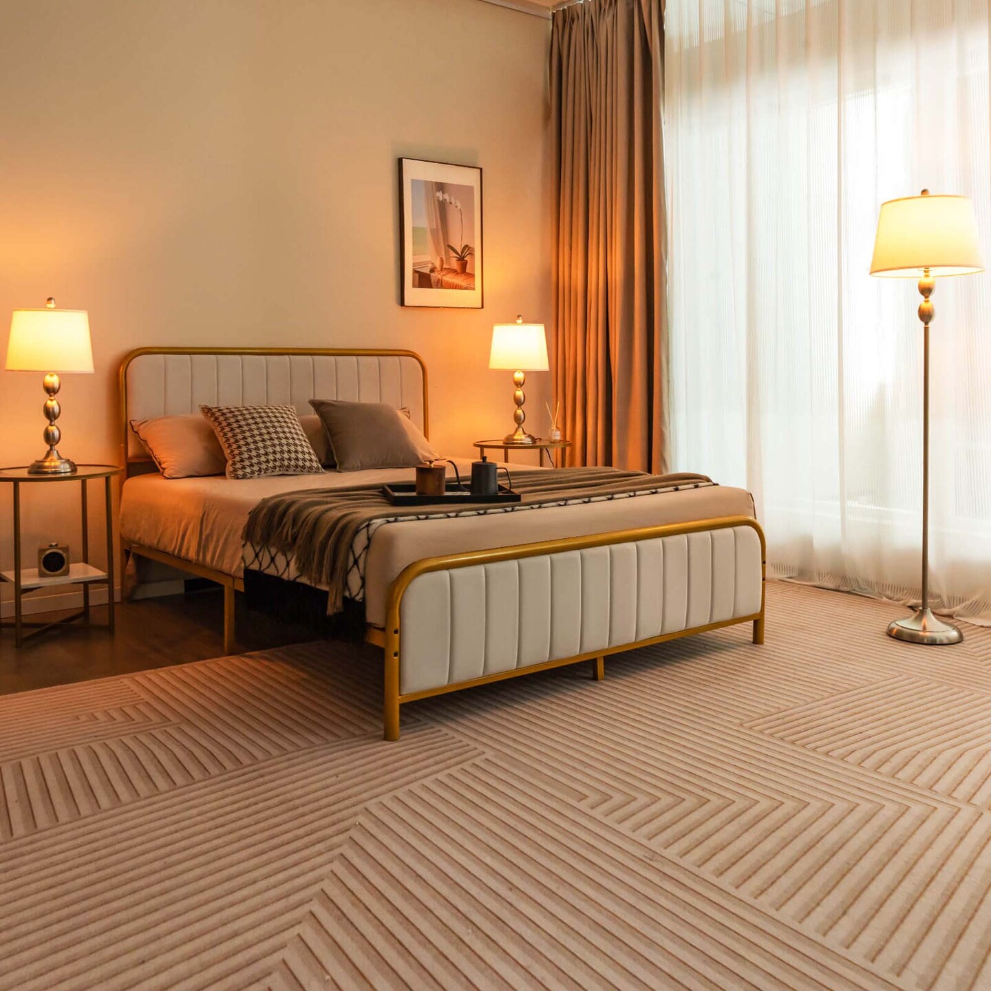 Costway 3 Pack Lamp Set Table & Floor Lamp with Weighted Base & Eye-Protecting Lamp Shade