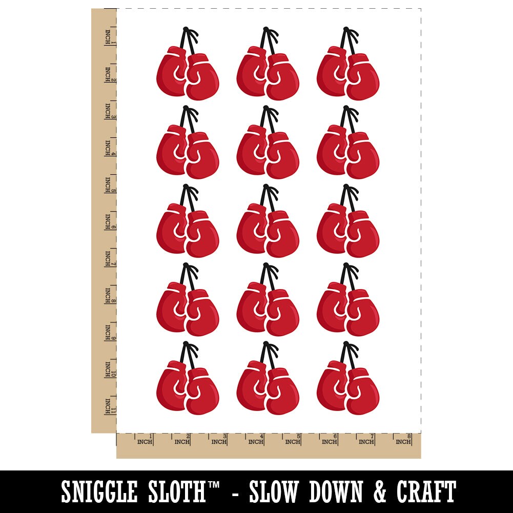 Pair of Boxing Gloves Hanging Temporary Tattoo Water Resistant Fake Body Art Set Collection (1 Sheet)
