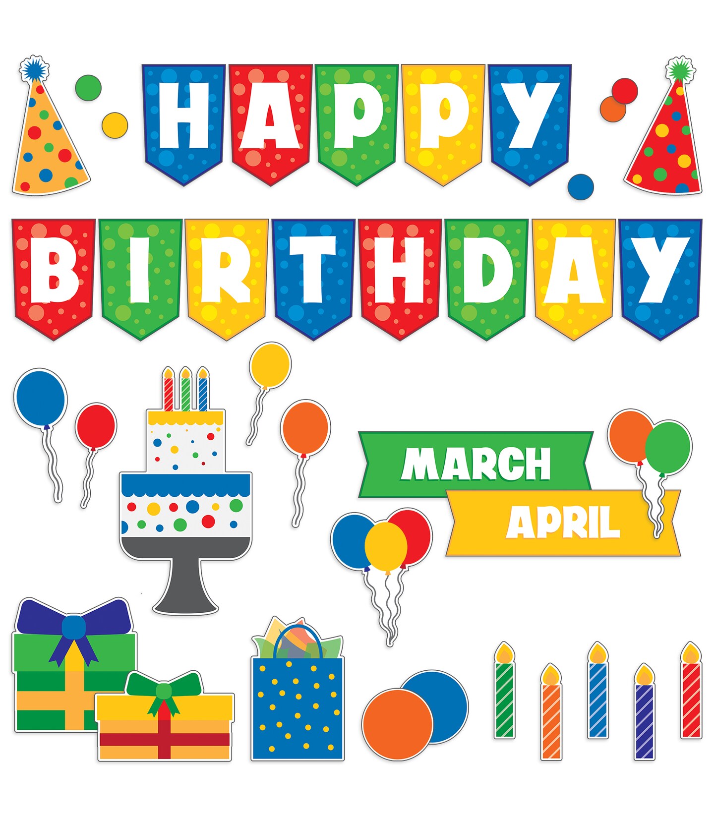 Carson Dellosa Birthday Fun Bulletin Board Set, Happy Birthday Banner, Monthly Birthday Headers, Birthday Balloons, Birthday Bulletin Board Cutouts, Party or Classroom D&#xE9;cor (106 Pc)