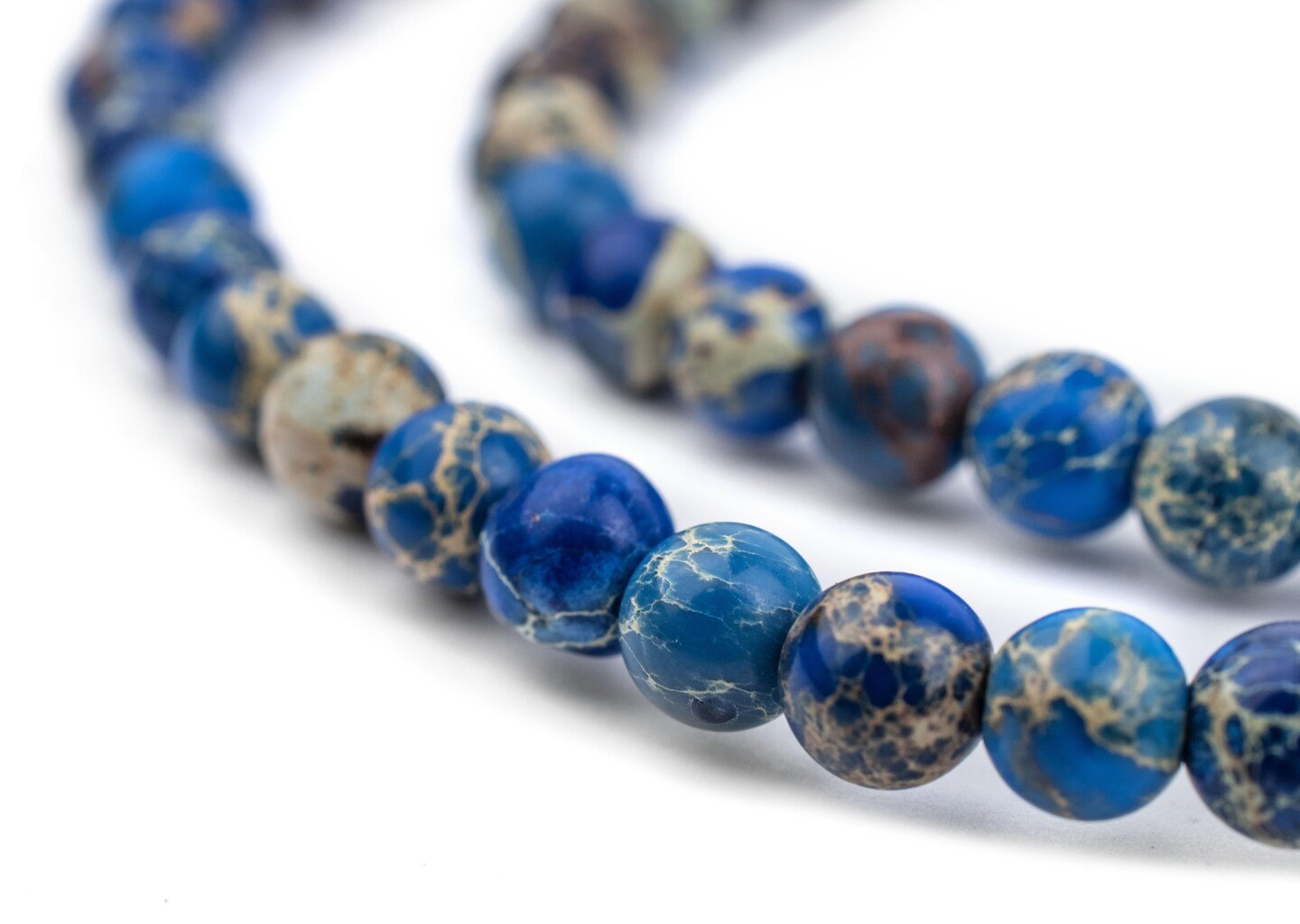 TheBeadChest Blue Sea Sediment Jasper Beads (6mm): Organic Gemstone Round Spherical Energy Stone Healing Power Crystal for Jewelry Bracelet Mala Necklace Making