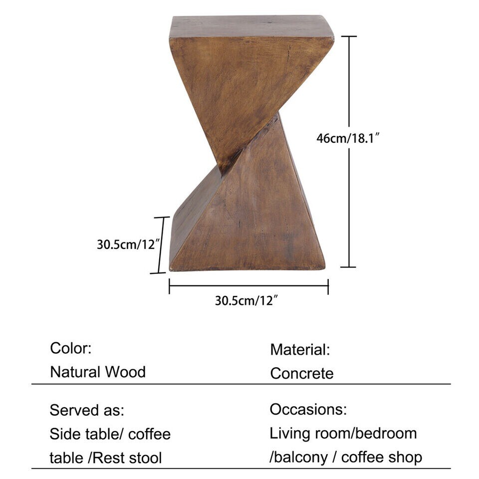 Modern Decorative Concrete Accent Table Heavy Duty Garden Patio Stool Side Table