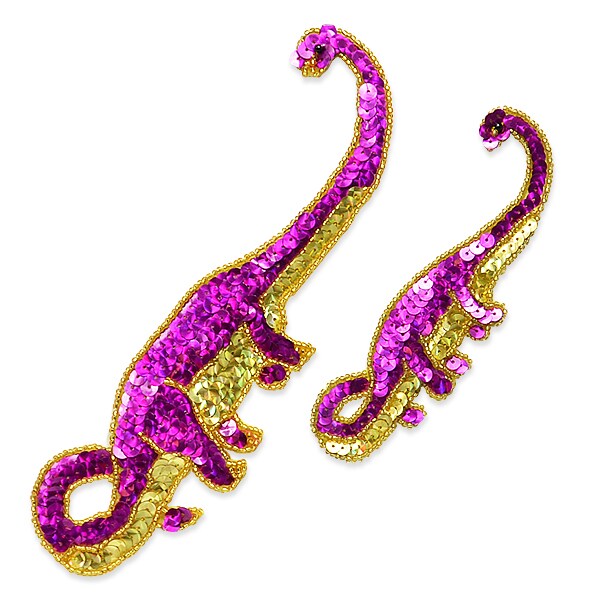 2 Piece Pat Apathosaurus Dinosaur Sequin Applique Set
