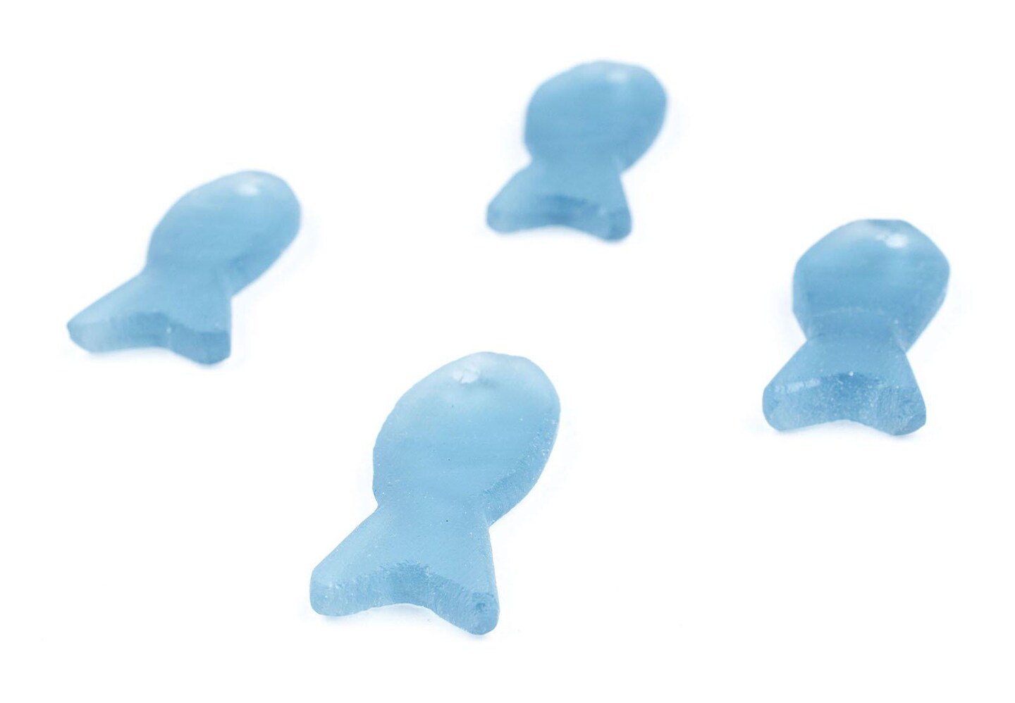 The Bead Chest Fish Sea Glass Pendants, Frosted Matte Eco-Friendly Translucent Recycled Glass Charms for Jewelry & Necklace Making