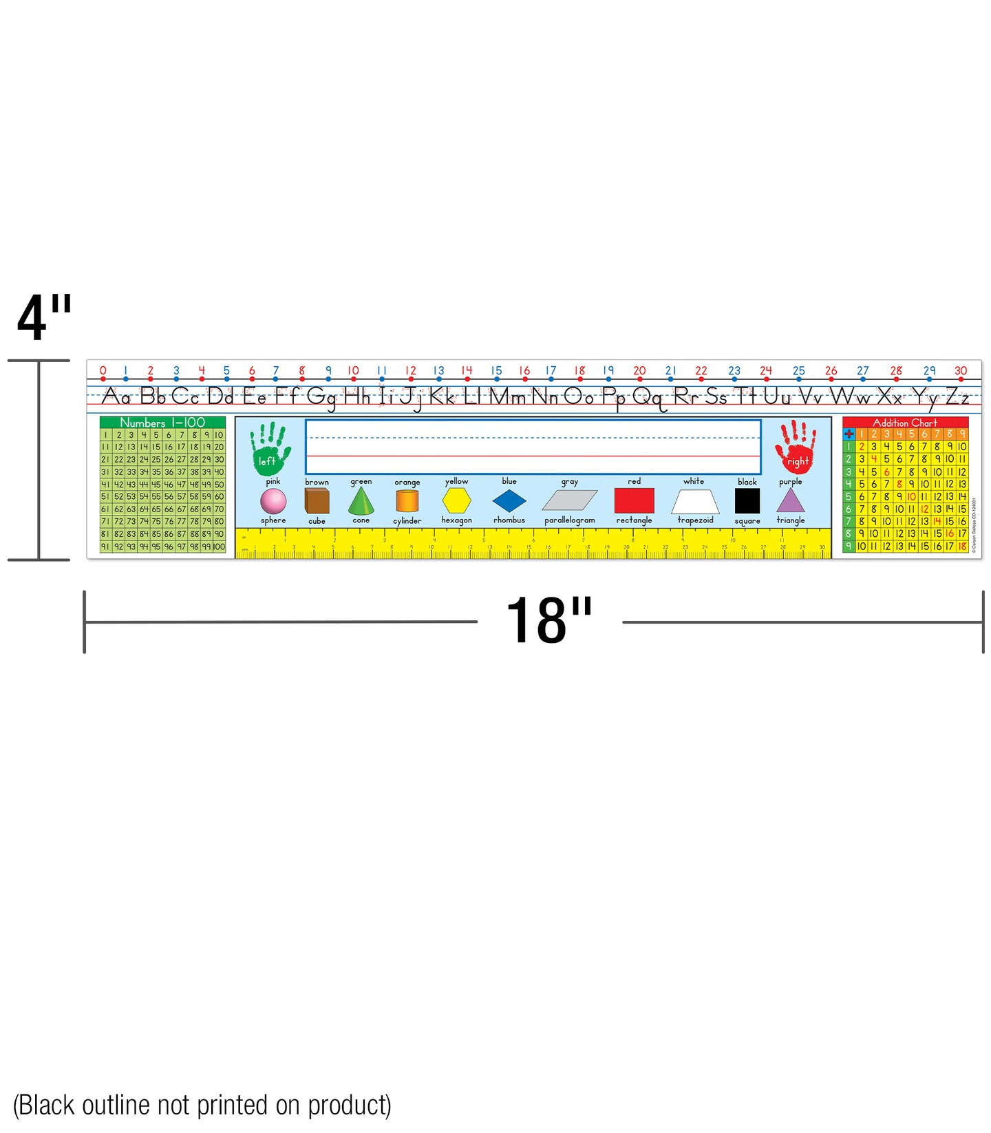 Carson Dellosa 36PC Traditional Manuscript Name Plate for Desk, Nametags With Alphabet, Number Line, Addition and 100 Chart, Ruler, and More Classroom Essentials, School Labels for Desk Decor