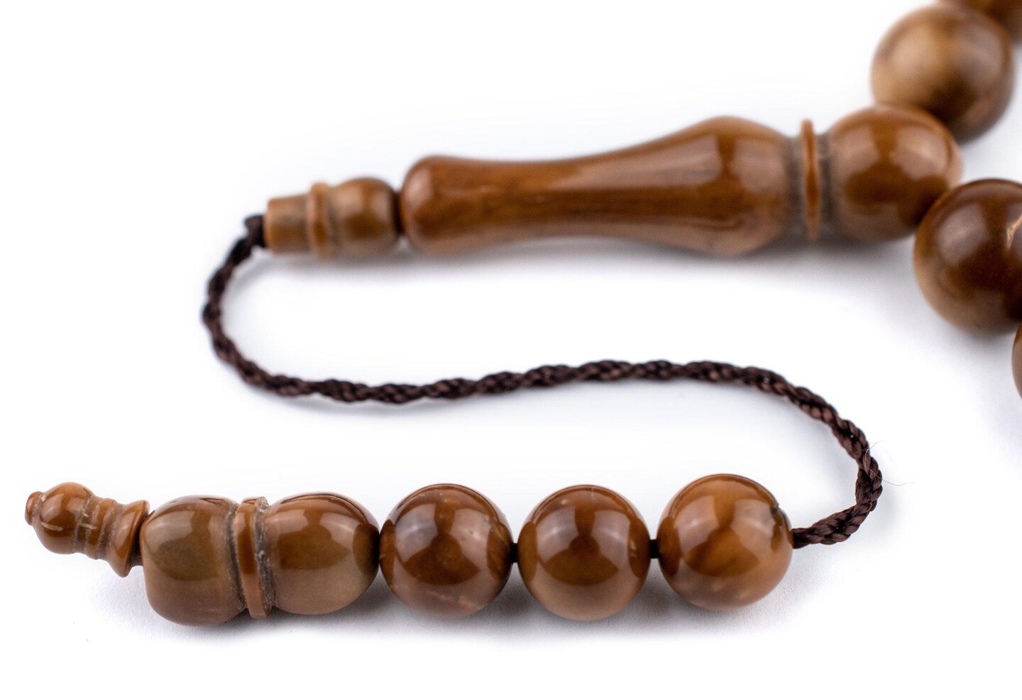 33  Brown Round Wooden Arabian Prayer Beads (10mm), Islamic Tasbih, Ramadan Gift, Quality Middle Eastern Beads - The Bead Chest