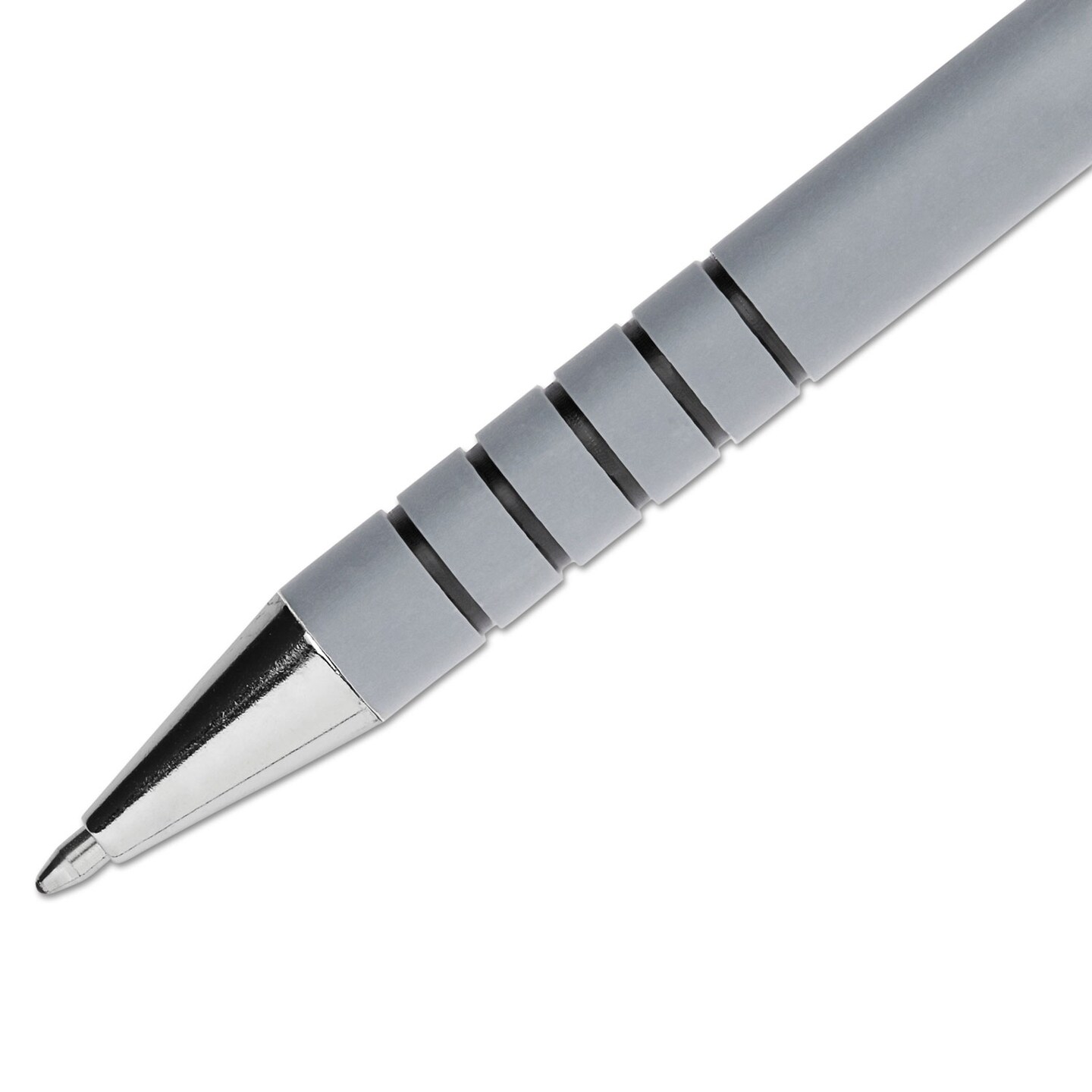 Papermate FlexGrip Ultra Stick Ballpoint Pen, Medium 1mm, Black Ink, Gray Barrel, Dozen