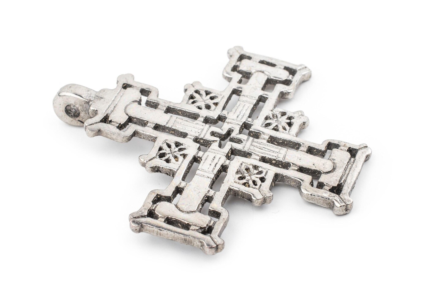 Silver Ethiopian Coptic Cross Pendant, African Abyssinian Design, Orthodox Christian Pendant for Jewelry, The Bead Chest