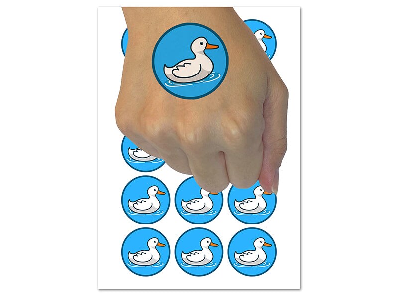 Delightful Duck Swimming on Water Temporary Tattoo Water Resistant Fake Body Art Set Collection (1 Sheet)