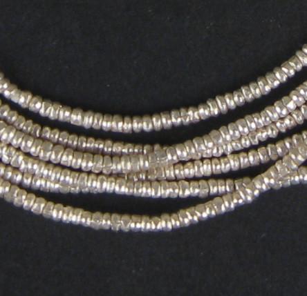 Silver Heishi Beads - Full Strand Ethiopian Metal Spacers for Jewelry Making - The Bead Chest (2mm)