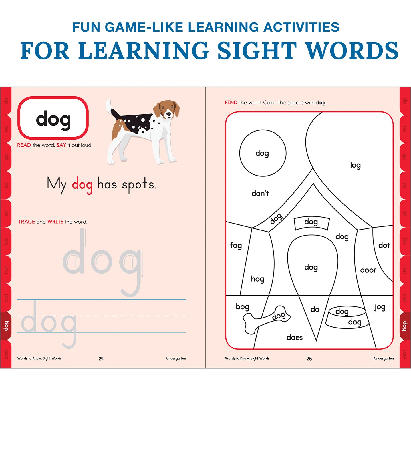 Carson Dellosa Words to Know Sight Words Workbook for Kindergarten&#x2014;Word Search, Games, Puzzles, Flashcards, Handwriting, Coloring for Learning and Reading Practice (320 pgs)