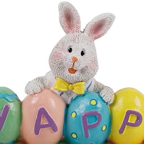 DR.DUDU Easter Decorations Hand-Painted Easter Eggs Bunny Centerpiece, 8.5 in Tabletop Easter Resin Figurine Decor for Home Living Room Bedroom Easter Decorations