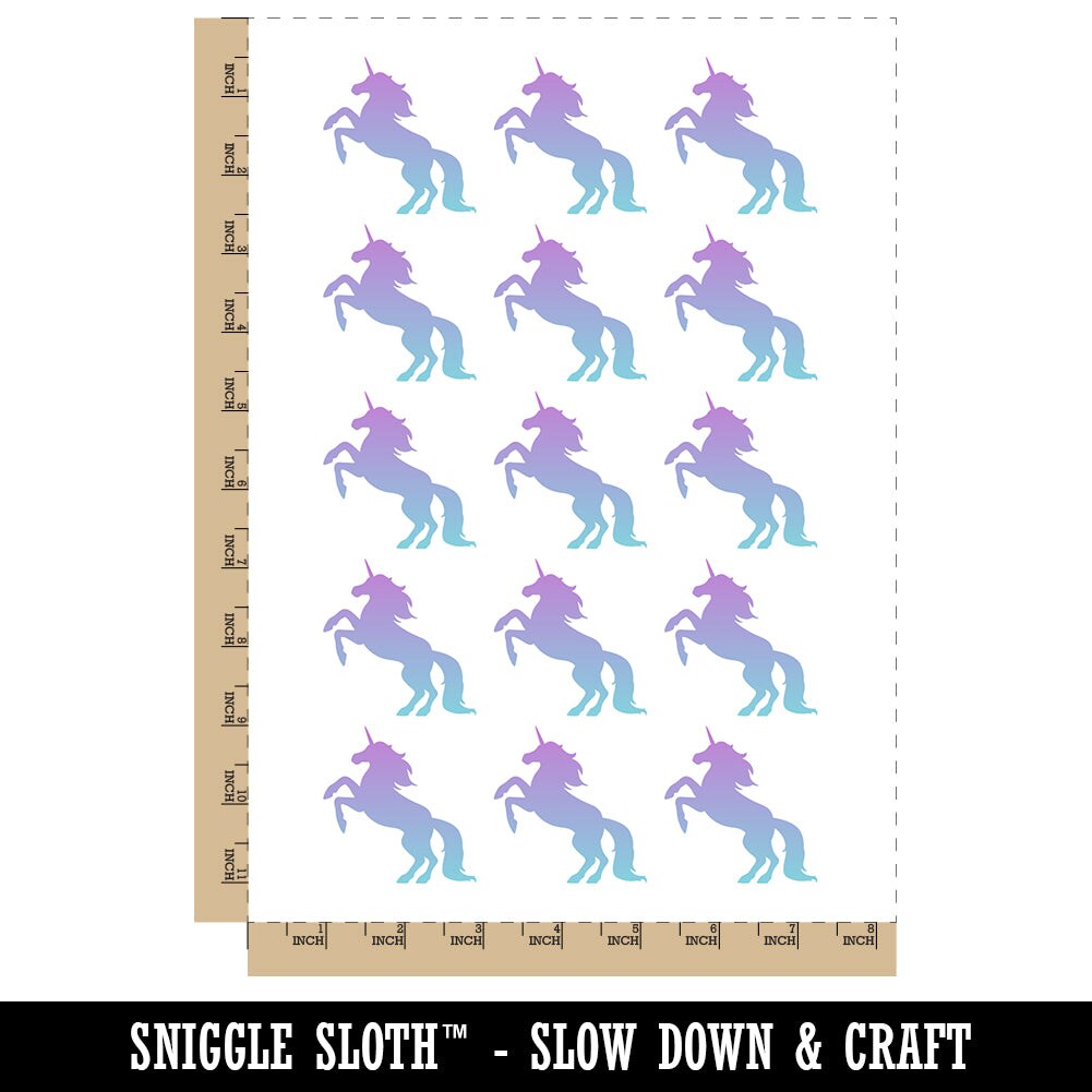 Majestic Unicorn Rearing Up Temporary Tattoo Water Resistant Fake Body Art Set Collection (1 Sheet)